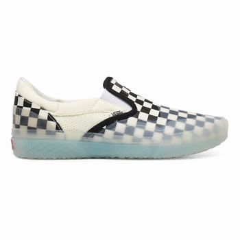 Vans Checkerboard Mod - Miesten Slip-on kengät - Beige Mustat